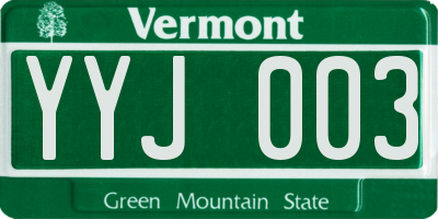 VT license plate YYJ003
