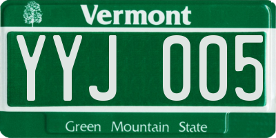 VT license plate YYJ005