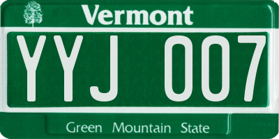 VT license plate YYJ007