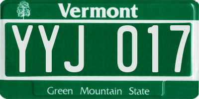 VT license plate YYJ017