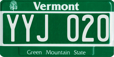 VT license plate YYJ020