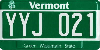 VT license plate YYJ021