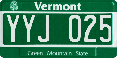 VT license plate YYJ025