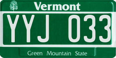VT license plate YYJ033