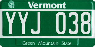 VT license plate YYJ038