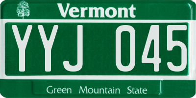 VT license plate YYJ045