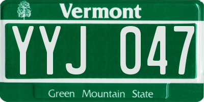 VT license plate YYJ047