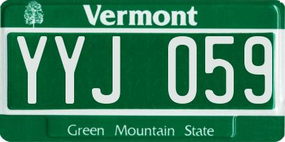 VT license plate YYJ059