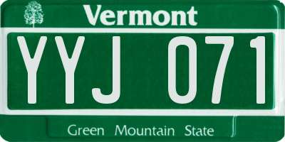 VT license plate YYJ071