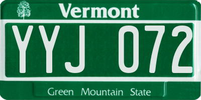 VT license plate YYJ072