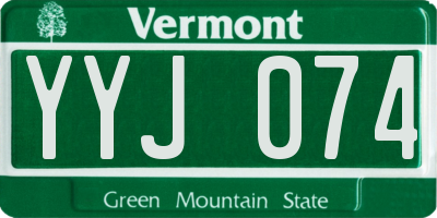 VT license plate YYJ074