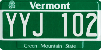 VT license plate YYJ102