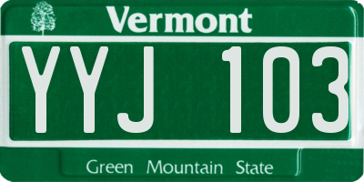 VT license plate YYJ103