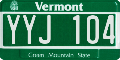 VT license plate YYJ104
