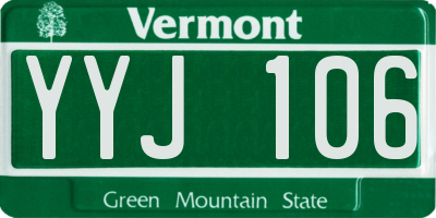 VT license plate YYJ106