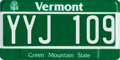 VT license plate YYJ109