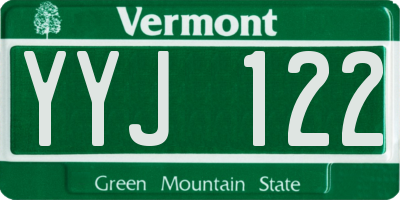VT license plate YYJ122