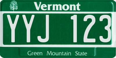 VT license plate YYJ123