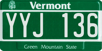VT license plate YYJ136