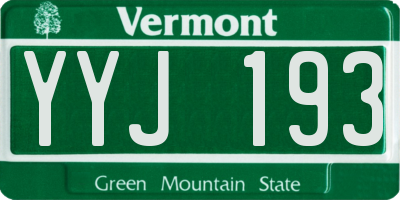 VT license plate YYJ193