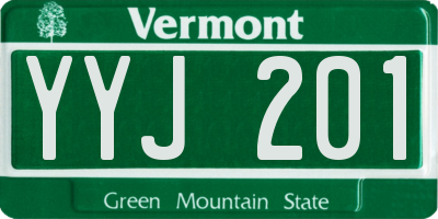 VT license plate YYJ201
