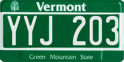 VT license plate YYJ203