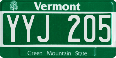VT license plate YYJ205