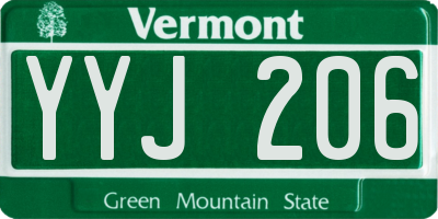 VT license plate YYJ206