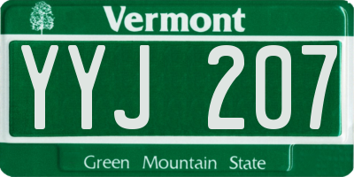 VT license plate YYJ207