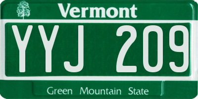 VT license plate YYJ209