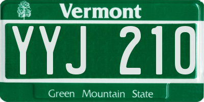 VT license plate YYJ210