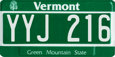 VT license plate YYJ216