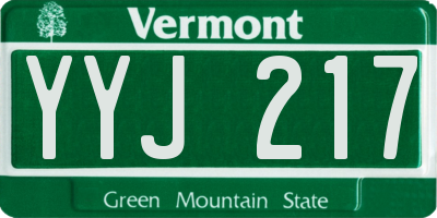 VT license plate YYJ217