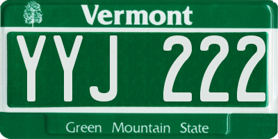 VT license plate YYJ222