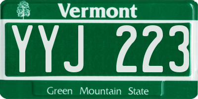 VT license plate YYJ223