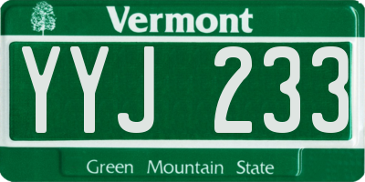 VT license plate YYJ233