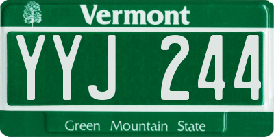 VT license plate YYJ244