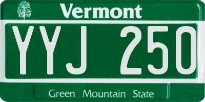 VT license plate YYJ250