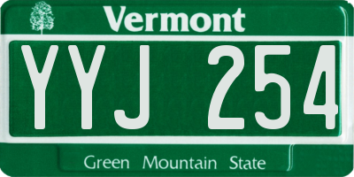 VT license plate YYJ254