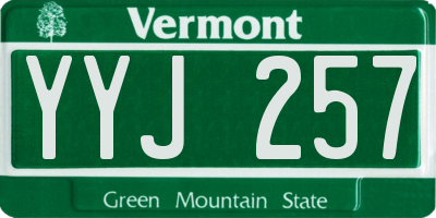 VT license plate YYJ257
