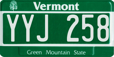 VT license plate YYJ258