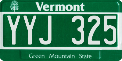 VT license plate YYJ325