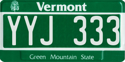 VT license plate YYJ333