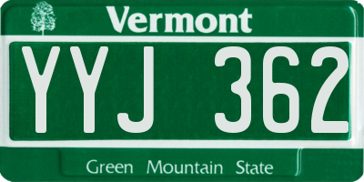 VT license plate YYJ362