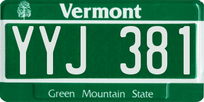 VT license plate YYJ381