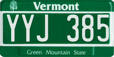 VT license plate YYJ385