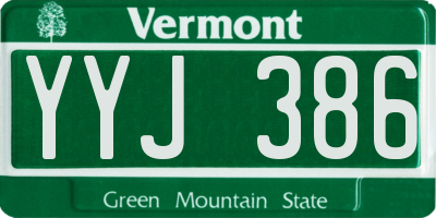 VT license plate YYJ386
