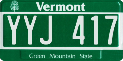 VT license plate YYJ417