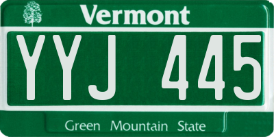 VT license plate YYJ445