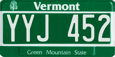 VT license plate YYJ452